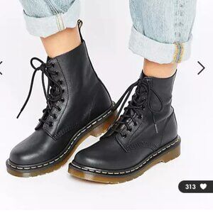 Dr Martens 1460 Pascal Virginia Black Leather Lace Up Boots US 9